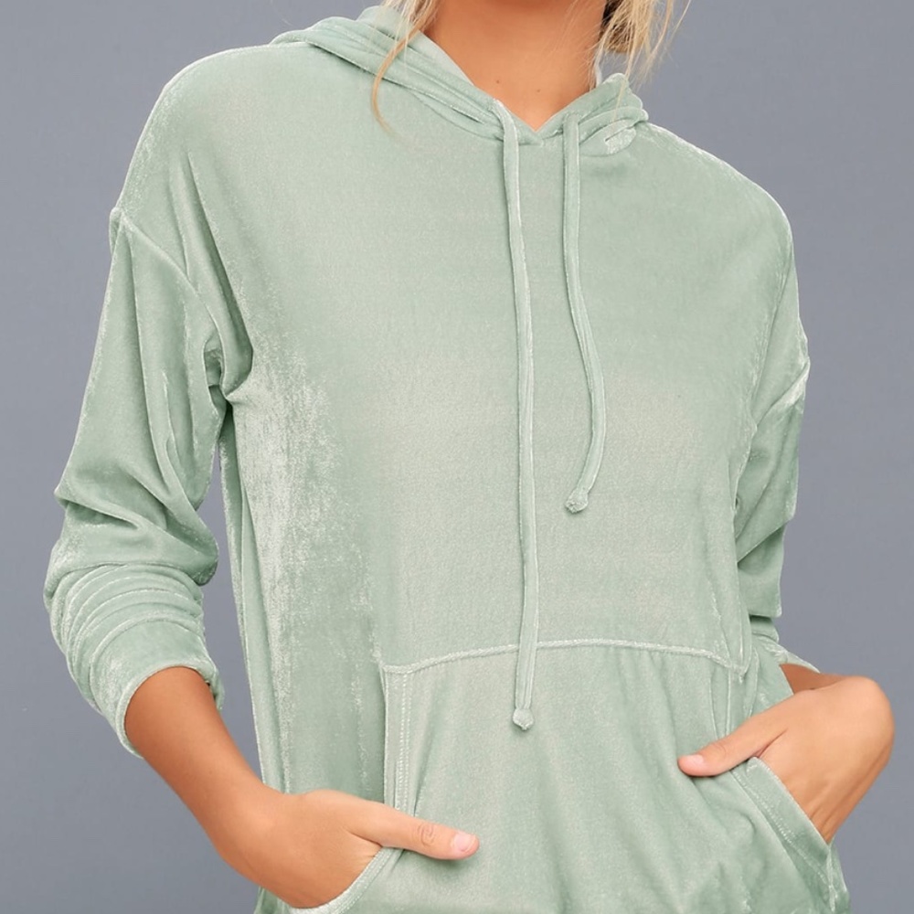 Candy Skies Mint Green Velour Hoodie